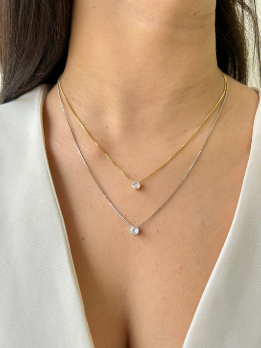 Silver Point of Light Necklace